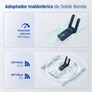 iggual Adaptador USB Wifi 1300 Mbps dual 2.4G 5G