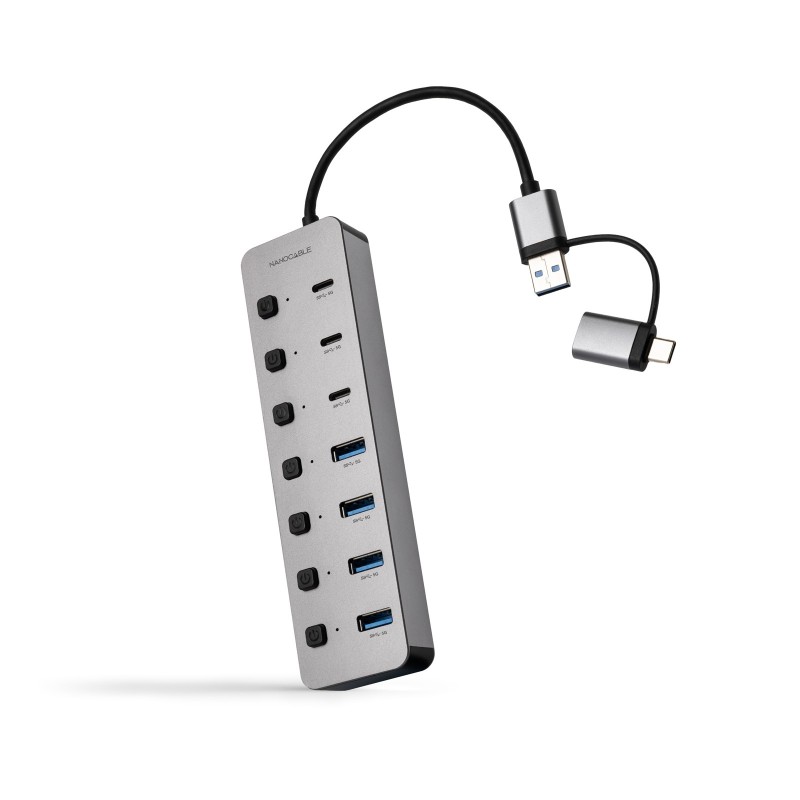 Nanocable HUB USB-C+USB-A M a 4xUSB-A + 3xUSB-C 3.0 + USB-C 5V