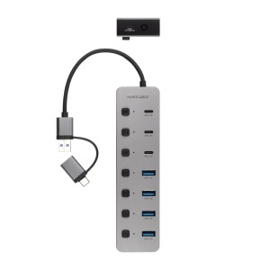 Nanocable HUB USB-C+USB-A M a 4xUSB-A + 3xUSB-C 3.0 + USB-C 5V