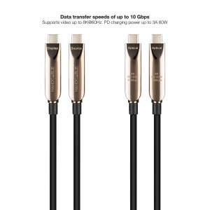 Nanocable Cable USB 3.2 Gen2x1 AOC, 60W 3A PD 10Gbps 8K@60Hz, USB-C M M, 10m, Negro
