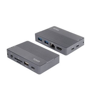 TooQ Caja externa para SSD M.2 NVMe SATA + HUB USB-C 3.2 Gen2 con 2x USB-A 3.1 + 1x USB-A 2.0 + USB-C 3.2 Gen2 + HDMI 2.0 +