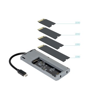 TooQ Caja externa para SSD M.2 NGFF NVMe + HUB USB 3.2 Gen2 con 1xUSB-C PD + 2xUSB-A + USB-C + HDMI, Gris