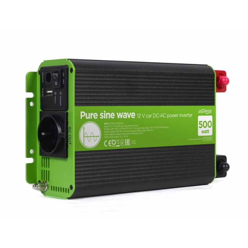 EG-PWC-PS500-01 adaptador e inversor de corriente Auto 500 W Negro, Verde