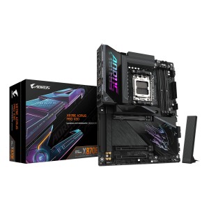 GIGABYTE X870E AORUS PRO X3D Placa Base - Compatible con procesadores AMD Ryzen 9000, VRM digital de 18+2+2 fases, hasta