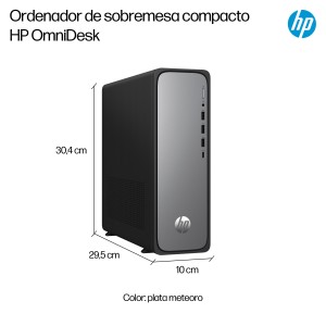 HP OmniDesk Slim Desktop S03-0031ns PC Intel® Core™ i3 i3-14100 8 GB DDR5-SDRAM 512 GB SSD Windows 11 Home Torre Plata