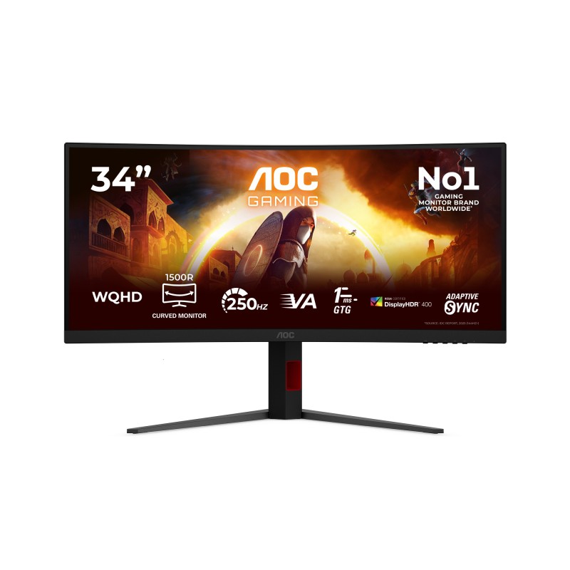 AOC G4 CU34G4ZCA pantalla para PC 86,4 cm (34") 3440 x 1440 Pixeles Wide Quad HD Negro, Rojo