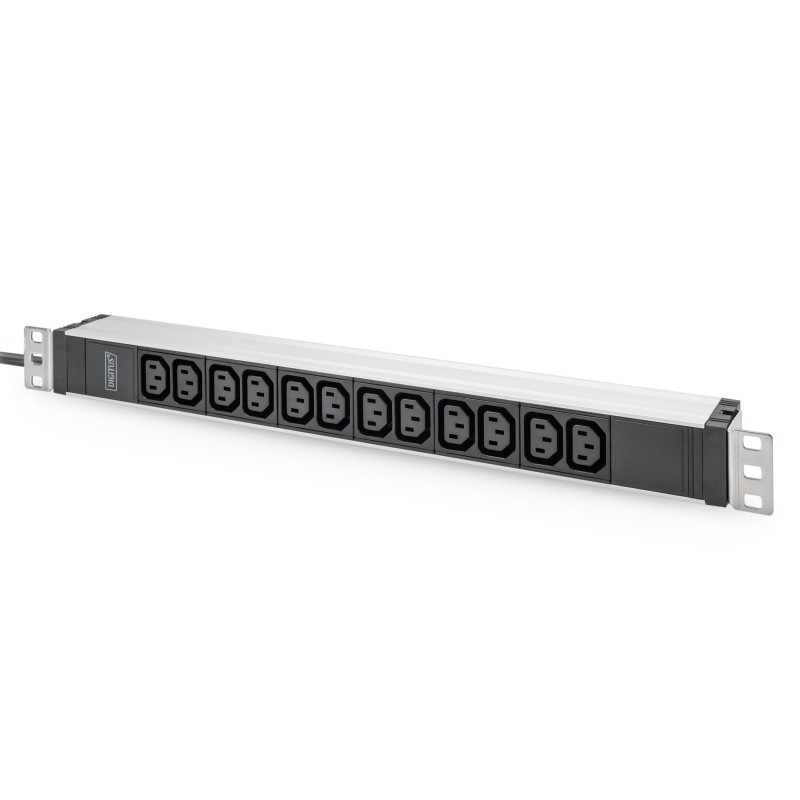 Regleta de enchufes con perfil de aluminio, 12 enchufes, cable de alimentación de 2 m para enchufes con contacto de puesta a tie