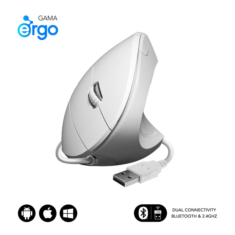 Ratón GLIDE VERTICAL ERGO WIRED MOUSE WHITE