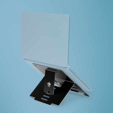 Soporte para portátil R-Go Riser Flexible, elevador plegable ajustable para portátil, ergonómico, aluminio Hylite, negro