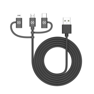 Celly USB3IN1BK cable USB USB 2.0 1 m USB A Micro-USB B Negro
