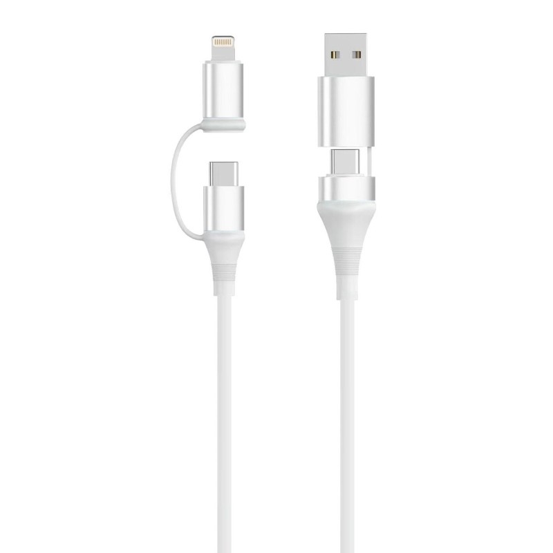 Ewent EC1075 cable USB USB 2.0 1 m USB A USB C USB C Lightning 0,48 Gbit s 60 W Blanco
