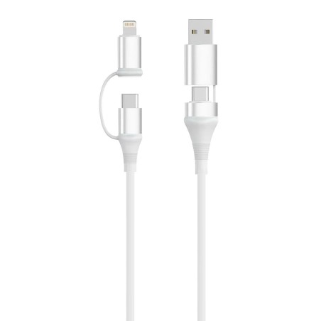 Ewent EC1075 cable USB USB 2.0 1 m USB A USB C USB C Lightning 0,48 Gbit s 60 W Blanco