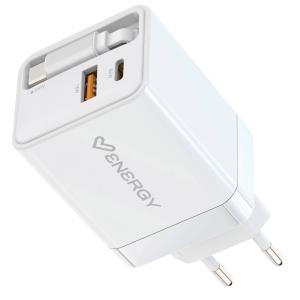 Retractable Charger Universal Blanco Corriente alterna Interior