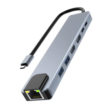 Hub iClick - 7-in-1 dual-screen 4K USB-C hub - aluminum