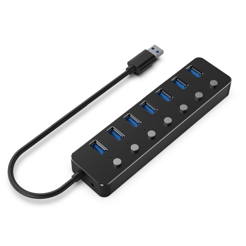 UHB-U3P7P-01 hub de interfaz USB 3.2 Gen 1 (3.1 Gen 1) Type-A 5000 Mbit/s Negro