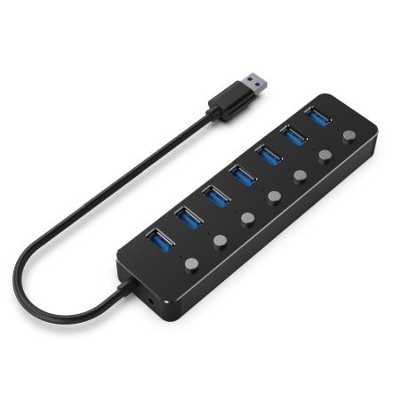 UHB-U3P7P-01 hub de interfaz USB 3.2 Gen 1 (3.1 Gen 1) Type-A 5000 Mbit/s Negro