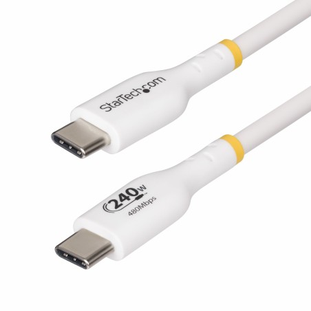 StarTech.com Cable de Carga para Portátil USB-C de 3m - Cable USB Tipo C USB 2.0 para Portátil - Blanco - Cable con