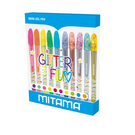 Penne mini gel glitter e fluo pz 10 Bolígrafo de gel con tapa Multicolor 10 pieza(s)