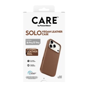 PanzerGlass CARE™ by ® Solo Vegan Leather Case Brown w. MagSafe iPhone 18 Pro | 17 Pro funda para teléfono móvil Marrón