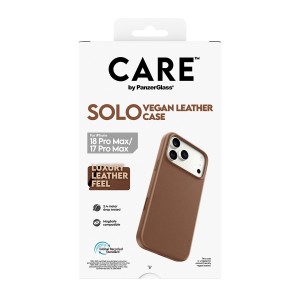 PanzerGlass CARE™ by ® Solo Vegan Leather Case Brown w. MagSafe iPhone 18 Pro Max | 17 Pro Max funda para teléfono móvil Marrón