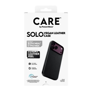 PanzerGlass CARE™ by ® Solo Vegan Leather Case Black w. MagSafe iPhone 18 Pro Max | 17 Pro Max funda para teléfono móvil Negro