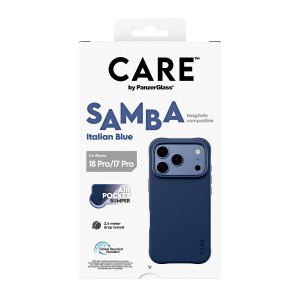 PanzerGlass CARE™ by ® Samba Case Italian Blue w. MagSafe iPhone 18 Pro | 17 Pro funda para teléfono móvil Azul