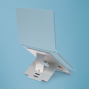 Soporte para portátil R-Go Riser Flexible, elevador plegable ajustable para portátil, ergonómico, aluminio Hylite, plata