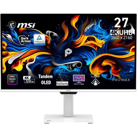 MSI Pro MAX 271UPXW12G pantalla para PC 67,3 cm (26.5") 3840 x 2160 Pixeles UltraWide Full HD QD-OLED Blanco