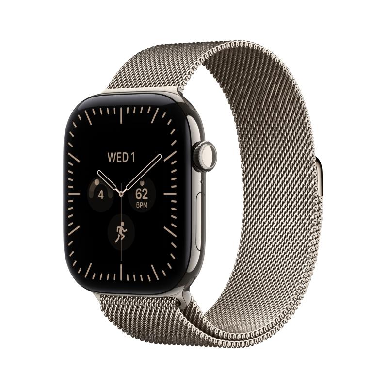 Watch Series 12 (GPS + Cellular) - Caja de titanio en color natural (42 mm) - Pulsera Milanese Loop color natural
