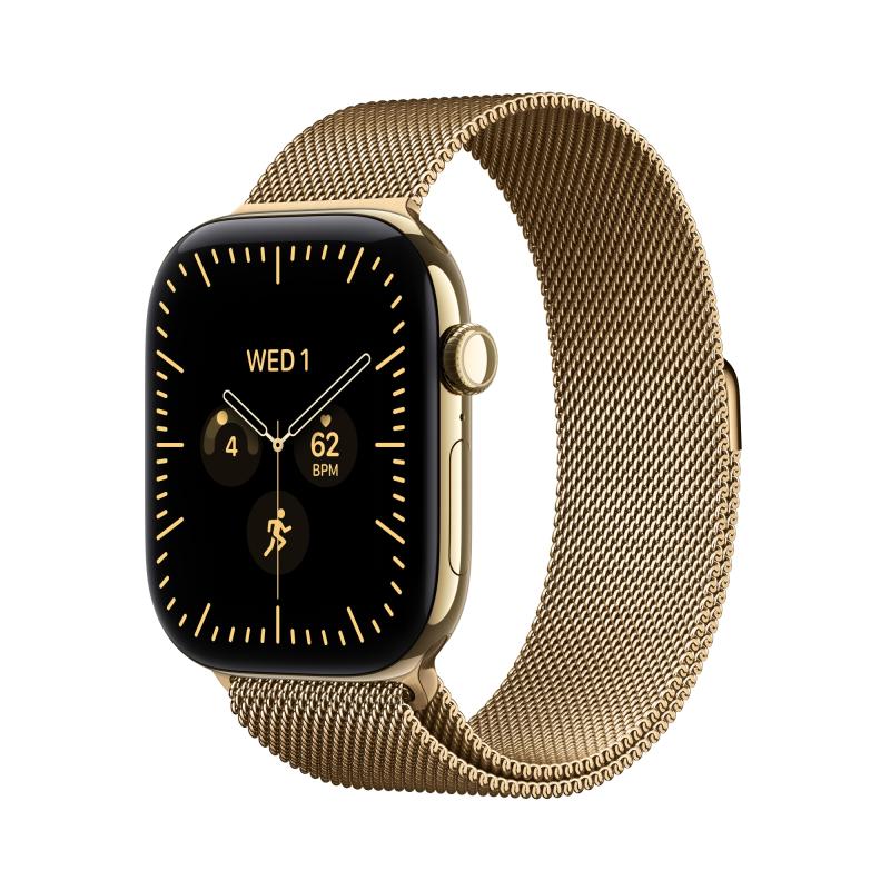Watch Series 12 (GPS + Cellular) - Caja de titanio en oro brillante (42 mm) - Pulsera Milanese Loop color oro brillante