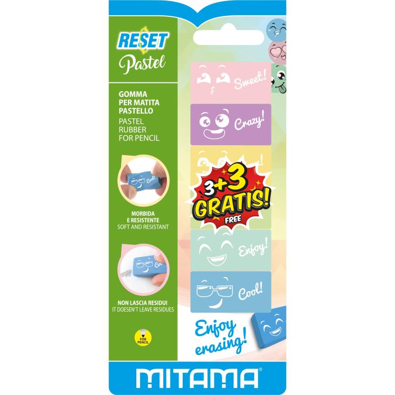 Gomma Reset Pastello per Matita pz. 3+3 omaggio goma Caucho Multicolor 6 pieza(s)