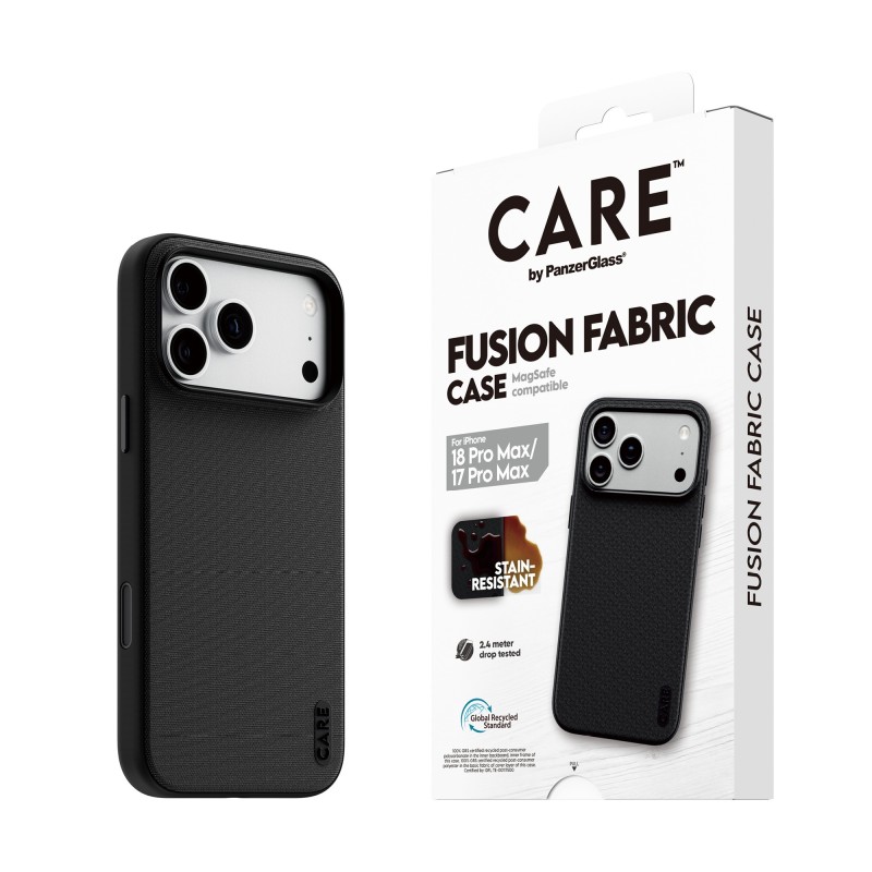 PanzerGlass CARE™ by ® Fusion Fabric Case Black w. MagSafe iPhone 18 Pro Max | 17 Pro Max funda para teléfono móvil 17 cm