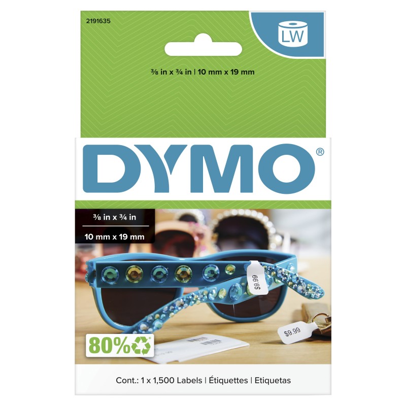 DYMO Etiquetas auténticas LW de precio en formato doble | 10 mm x 19 mm | Etiquetas para impresoras de etiquetas LabelWriter |
