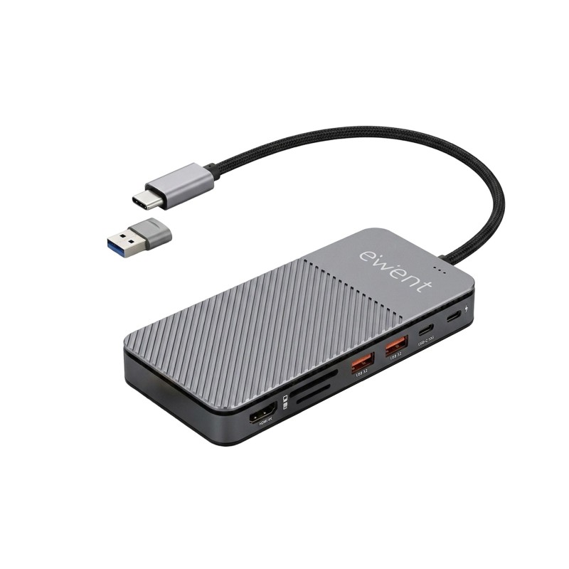 Ewent EW1156 base para portátil y replicador de puertos Alámbrico USB 3.2 Gen 1 (3.1 Gen 1) Type-C Aluminio