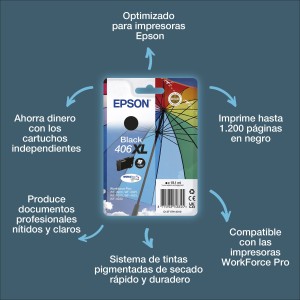 Epson Pack individual de tinta DURABrite Ultra negro 406XL Paraguas
