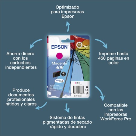 Epson Pack individual de tinta DURABrite Ultra 406 magenta Paraguas