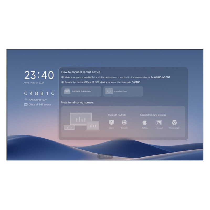 MAXHUB LP135F07 pantalla para sala de reuniones 3,43 m (135") 1920 x 1080 Pixeles LED Wi-Fi 6 (802.11ax) Negro Bluetooth