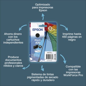 Epson Pack individual de tinta DURABrite Ultra negro 406 Paraguas