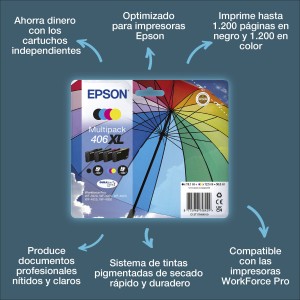 Epson Multipack de tinta 4 colores DURABrite Ultra 406XL Paraguas