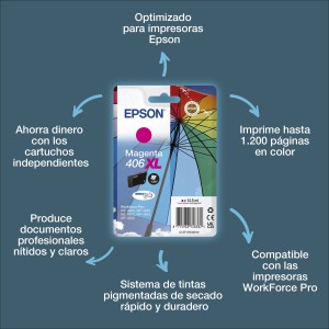 Epson Pack individual de tinta DURABrite Ultra magenta 406XL Paraguas