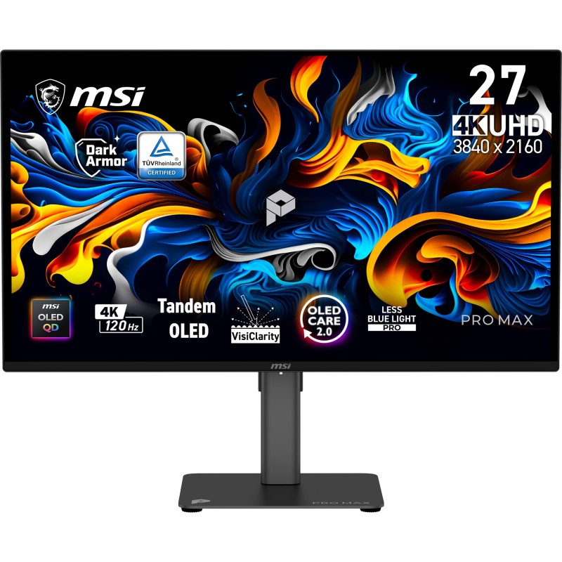 MSI Pro MAX 271UPX12G pantalla para PC 67,3 cm (26.5") 3840 x 2160 Pixeles UltraWide Full HD QD-OLED Negro