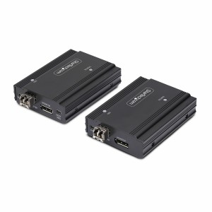 StarTech.com Kit Extensor de Consola por Fibra Óptica KVM DisplayPort - 4K 60Hz - Hasta 300m (Multimodo) - con 2 Módulos SFP+