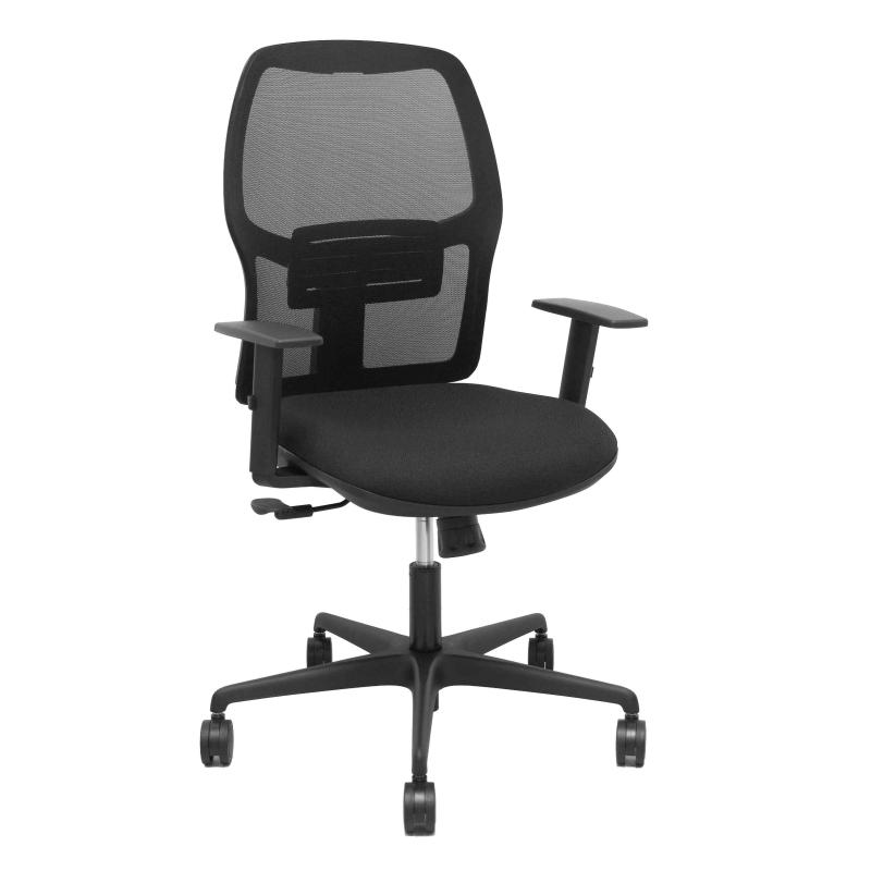 Silla Alfera sincro malla negra bali negro brazo regulable base acero negro