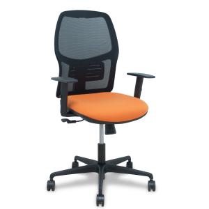 Silla Alfera sincro malla negra bali naranja brazo regulable