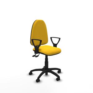 Aına AS similpiel amarillo brazos fijos base poliamida ruedas engomadas 50mm