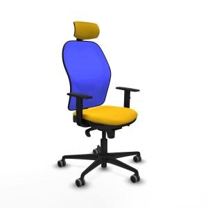 Jorquera sincro malla azul bali amarillo brazos 1D base nailon cabecero 2D ruedas 65mm engomada
