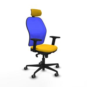 Jorquera sincro malla azul bali amarillo brazos 2D base nailon cabecero 2D ruedas 65mm engomada