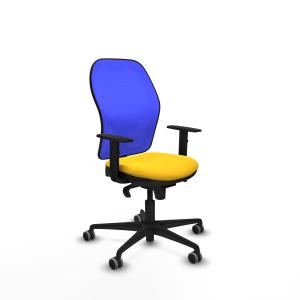 Jorquera sincro malla azul similpiel amarillo brazos 1D base nailon ruedas 65mm engomada