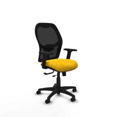Alocén traslack malla negra bali amarillo brazos 2D base poliamida ruedas engomadas 50mm