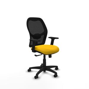 Alocén sincro malla negra bali amarillo brazos 2D base poliamida ruedas autofrenantes 50mm